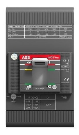 [C.BREAKER TMAX XT1C 160 FIXED THREE-POLE WITH FRONT TERMINALS AND THERMOMAGNETIC RELEASE TMD R 160-1600 A] 1SDA067399R1